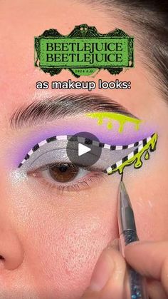 Beetlejuice Face Paint, Beetlejuice Eyeliner, Beetlejuice Inspired Makeup, Beetle Juice Makeup, Olivia Makeup, Beetlejuice Makeup, Plouise Makeup, Beetlejuice Movie, Plouise Makeup Academy