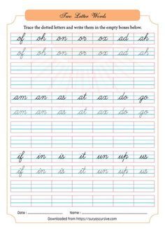 the handwriting worksheet for children to learn how to write letters and numbers in their handwriting