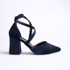 BLUE VELVET HEELS, BLUE VELVET SHOES, BLUE LOW HEELS, NAVY BLUE HEELS, BLUE BLOCK HEELS, BLUE WEDDING SHOES, CRISS CROSS HEELS, BRIDAL SHOES As Eleanor Louise, we stand out with our Navy Velvet heeled shoes that combine style and comfort. Specifically designed for brides, these shoes are crafted with high-quality materials. * Made from Navy Velvet and Premium Vegan Leather, our shoes are equipped with an ankle strap that provides comfort throughout the day. * Completing your style and boosting your confidence is the most elegant way! Navy Velvet 3.15-inch (8 cm) high-heeled shoes offer elegance and chicness with every step. Whether it's for daily wear or a special event, these shoes not only add height but also provide a sophisticated touch to your style. * Their classic and elegant design Elegant Blue Block Heels With Round Toe, Blue Elegant Round Toe Block Heels, Elegant Blue Block Heels With Padded Heel, Blue Low Heel Court Shoes For Party, Blue High Heel Court Shoes With Padded Heel, Blue Heels With Padded Heel And Ankle Strap, Blue Padded Heel Court Shoes, Formal Blue Closed Toe Block Heels, Elegant Blue High Heel Block Heels