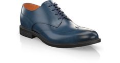 Men`s Shoes Fabiano 5837 Classic Blue Leather Shoes With Round Toe, Elegant Blue Lace-up Oxfords, Blue Leather Wingtip Shoes For Office, Blue Round Toe Lace-up Shoes For Derby, Blue Leather Lace-up Shoes With Brogue Detailing, Blue Plain Toe Oxfords With Stitched Sole, Blue Lace-up Shoes With Round Toe For Derby, Classic Blue Leather Shoes With Rubber Sole, Blue Leather Wingtip Oxfords