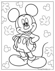 mickey mouse coloring pages for kids to print out and color on the page, it looks like