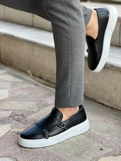 Collection: Autumn – Winter 2021/22 Shoes sole: Eva Inner Lining: Calf Skin Lining Shoes Material: Leather Available Size: 39-40-41-42-43-44 Package Include: Shoes Black Slip-on Monk Strap Shoes With Rubber Sole, Black Monk Strap Shoes With Textured Sole, Business Slip-on Sneakers With Rubber Sole, Black Slip-on Monk Strap Shoes With Textured Sole, Casual Black Leather Monk Strap Shoes, Casual Black Monk Strap Shoes With Round Toe, Black Low-top Loafers With Contrast Sole, Casual Monk Strap Slip-on Shoes With Round Toe, Casual Slip-on Monk Strap Shoes With Round Toe