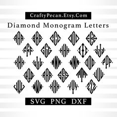 diamond monogramm letters svg png dxf file for cricut