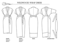 three different types of wrap dresses