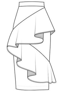 a drawing of a skirt with ruffles on the bottom, and one side