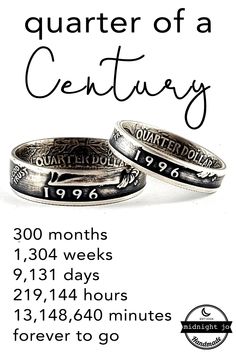 25th wedding anniversary quarter coin ring set by midnight jo 25 Anniversary Gift Ideas, 25th Wedding Anniversary Gift, Anniversary Poems, Renew Vows, 25th Bday, 25 Wedding Anniversary Gifts, Quarter Ring, 25 Anniversary, 25th Anniversary Gift