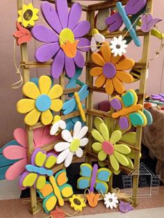 an assortment of colorful flowers are on display