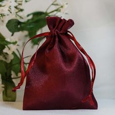 Satin Bags, Drawstring Pouch, Wedding Favors Burgundy Party, Special Events Decor, Candy Jewelry, Satin Bags, Burgundy Wedding, Wedding Party Favors, Drawstring Pouch, Favor Bag, Valentines Day Decorations