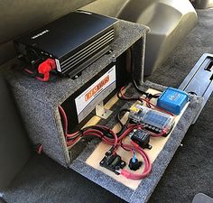 the inside of a car with some electronics in it