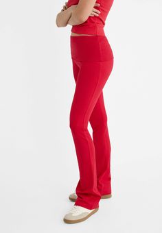 Stradivarius FLARED - Stoffhose - red Leggings, Red