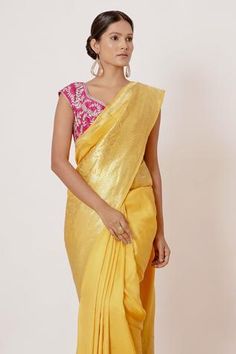 Shop for Aharin Yellow Cottonshantoon Pure Banarasi Silk Saree With Blouse for Women Online at Aza Fashions Zari Embroidery, Banarasi Silk Saree, Saree Border, Silk Saree With Blouse, Blouse For Women, Embroidery Blouse, Saree With Blouse, Blouse Online, Handloom Saree