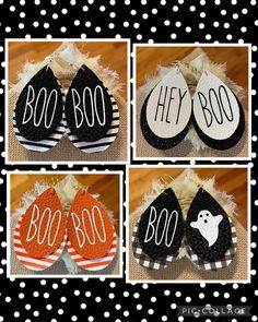 "Need a fun pair of BOO, pumpkin, chevron or bat earrings to add to your Halloween outfit.  The layered teardrop earrings are 2.25\". Hooks add about 1/2\".  Earring hooks are nickel free for those with sensitive ears.  Thanks for stopping by my shop." Diy Sublimation Earrings, Diy Halloween Earrings, Halloween Earrings Diy, Bat Earrings, Cricut Halloween, Ghost Earrings, Bow Earrings