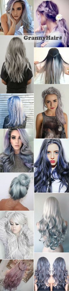 Gray hair, granny hair, grannyhair, silver hair, silver fox, pastel hair. Dark gray ombre hair with color blue, pink and purple. More inspirations on your 2015 summer hairstyles Colored Hair Styles, Grey Ombre Hair, Granny Hair, Gray Ombre, Hair Silver, Silver Hair Color, Types Of Hair, Hair Dark, Ombré Hair