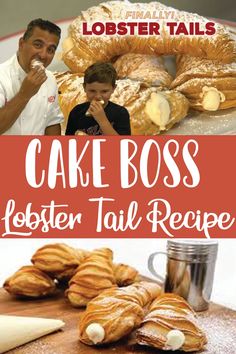 the cover of lobster tail recipe for cake boss, with an image of a man and boy eating pastries