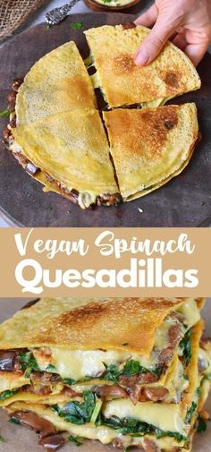 two different types of quesadillas stacked on top of each other