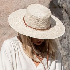 Straw Boater Hat - Handmade in Ecuador - Minga Hemp Hat, Straw Boater Hat, Cuenca Ecuador, Straw Boater, All Natural Makeup, Wide Brim Straw Hat, Ethical Shopping, Leather Tie, Boater Hat