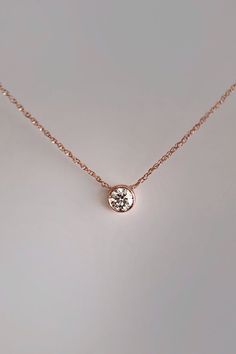 14k Gold .30 carat Solitaire Diamond Necklace by cestsla on Etsy Minimalist Rose Gold Solitaire Necklace With Round Cut, Minimalist Rose Gold Round Cut Solitaire Necklace, Rose Gold Diamond Solitaire Necklace With Round Cut, Rose Gold Diamond Necklace With Single Round Cut, Rose Gold Diamond Necklace With Round Cut, Diamond Cut Solitaire Necklace In Rose Gold, Rose Gold Solitaire Diamond Necklace With Diamond Cut, Minimalist Brilliant Cut Solitaire Necklace In Rose Gold, Rose Gold Round Diamond Necklace With Single Diamond