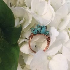 New Handmade Copper Wire Wrapped Ring. Adjustable Turquoise Healing Ring, Turquoise Beaded Rings As A Gift, Turquoise Beaded Rings As Gifts, Bohemian Beaded Ring Jewelry, Handmade Turquoise Crystal Ring, Handmade Adjustable Turquoise Crystal Ring, Turquoise Wire Wrapped Hoop Earrings, Adjustable Turquoise Bohemian Crystal Ring, Bohemian Metal Rings With Wire Wrapped Detail