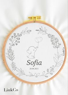 an embroidery pattern with the word sofia on it