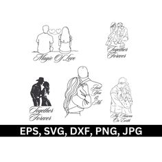 the silhouettes of people are shown in black and white, with text that reads eps sv