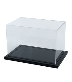 a black and white photo of a clear box