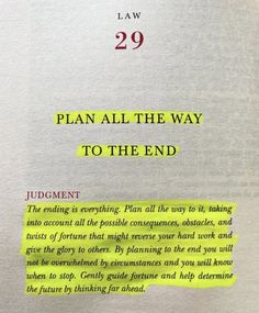 a piece of paper with the words plan all the way to the end