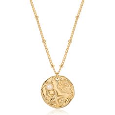 PRICES MAY VARY. Intricate Oceanic Design: Gold circular coin pendant with intricately engraved starfish and seaweed reliefs; pearl embedded for elegance Pendant Size: Necklace length: 19.5 inches + 2-inch extension chain; pendant size: 20.4 mm wide, 19.8 mm high Premium Materials: Made with 14K gold plated over brass; nickel and lead-free; hypoallergenic for sensitive skin Gift-Ready Packaging: Comes in a cute gift box; perfect for family members, friends, and significant others on special occa Seashell Charm Necklace, Gold Jewelry Gift, Handmade Gold Jewellery, Gold Coin Necklace, Chic Bracelet, Handmade Gold, Coin Necklace, Coin Pendant, Chain Pendant