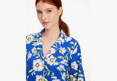 Live that lounge life 24-7 in these comfy cool printed PJs. | Kate Spade Sunshine Floral Long Pj Set - XS Pj Sets, Kate Spade New York, Kate Spade, Lounge, Floral