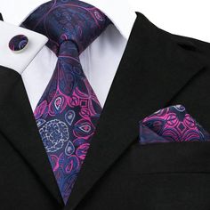 Floral Tie Purple Peacock, Necktie Set, Wedding Tie, Mens Ties, Mens Silk Ties, Unique Ties, Cufflink Set, Purple Tie, Tie Styles