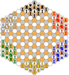 an image of a board game with many different colors and symbols on the board, including chess pieces