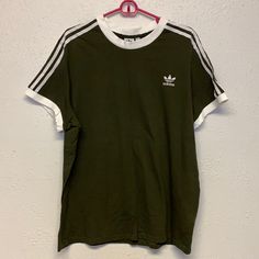 Nwot. Oversized Fit. Casual T-shirt With Three Stripes Branding For Spring, Casual Cotton Adidas T-shirt, Casual Three Stripes Tops For Streetwear, Adidas Casual Tops With Three Stripes Branding, Sporty Green T-shirt With Three Stripes Branding, Casual Adidas Cotton T-shirt, Casual Green Adidas T-shirt, Casual Spring Striped T-shirt, Green Adidas T-shirt For Streetwear