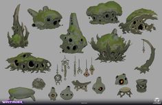 an image of some strange looking objects in the style of video game character design, character art