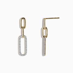 Effy D'Oro 14K Yellow Gold Diamond Paperclip Earrings, 0.29 TCW 14k Gold Oval Link Earrings For Formal Occasions, 14k Gold Oval Link Earrings As Gift, Formal 14k Gold Paperclip Jewelry, Gold Paperclip Earrings For Formal Events, White Gold Earrings Stamped 14k Fine Jewelry, 14k Gold Tarnish Resistant Diamond Earrings For Formal Events, Classic Gold Diamond Earrings With Bail, Formal 14k Gold Diamond Earrings Tarnish Resistant, Formal 14k Gold Tarnish Resistant Diamond Earrings