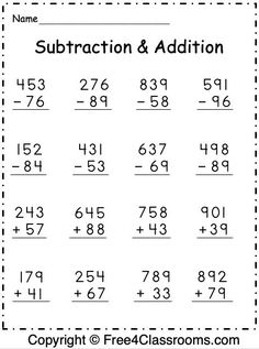 the subtraction and addition worksheet for students to practice their math skills