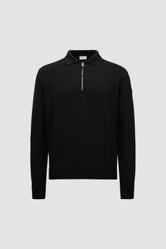 Reimagining a timeless style in a Moncler key, this wool sweater features a collar with a contemporary zipper closure. The mid-weight knit is supremely versatile, transitioning seamlessly from the office to city weekends. Luxury Wool Sweater, Luxury Wool Polo Sweater For Winter, Luxury Long Sleeve Polo Sweater For Winter, Luxury Polo Sweater With Ribbed Collar For Winter, Luxury Wool Polo Sweater For Fall, Luxury Fall Polo Sweater, Luxury Fall Polo Sweater With Ribbed Collar, Luxury Merino Wool Polo Sweater For Winter, Casual Wool Sweater With Zipper Closure