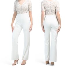 Brand New With Tags Ivory, Elbow Length Jumpsuit. Sequins In Bodice With A Fitter Fabric That Has Stretch. Straight Leg, Zipper In Back And Hook Closure. Ivory Jumpsuit, Peplum Jumpsuits, Asymmetric Jumpsuit, Formal Jumpsuit, Evening Jumpsuit, Black Mock Neck, Off Shoulder Jumpsuit, Sequin Jumpsuit, Aidan Mattox