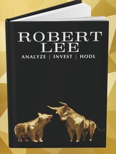 the book cover for robert lee's analyzing invest hodl, with two gold bull figurines facing each other