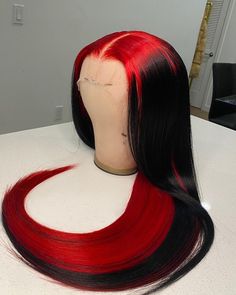 Lace Front Wig Virgin Human Hair Red Black 150%Density 20" Straight Lace Front Wig, Pretty Hair Color, Straight Lace Front Wigs, Lace Hair, Front Lace Wigs Human Hair, Baddie Hairstyles, Aesthetic Hair, Wigs Hair Extensions, Lace Frontal Wig