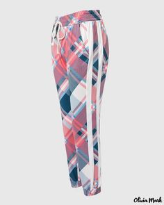 Olivia Mark - Plaid sweatpants with pocket and drawstring Plaid Sweatpants, Sweatpants With Pockets, Plaid Decor, Printed Sweatpants, Plaid Design, Plaid Print, Bottom Clothes, Pocket Detail, Bottoms Pants