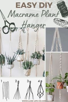 an easy diy macrame plant hanger