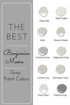 These are 10 of the best gray paint colors from Benjamin Moore. If you are looking for a no-fail gray paint color, check these out. #gray #paintcolors#home #homeimprovement Benjamin Moore Gray Paint Colors, Best Gray Paint Colors, Perfect Grey Paint Color, Perfect Grey Paint, Best Gray Paint, Best Gray Paint Color, Gray Paint Colors, Benjamin Moore Gray, Interior Paint Colors Schemes