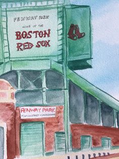 the boston red sox stadium is painted in watercolor