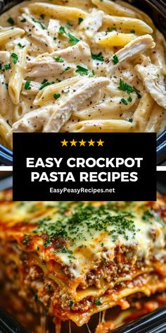 easy crockpot pasta recipe with chicken and cheese