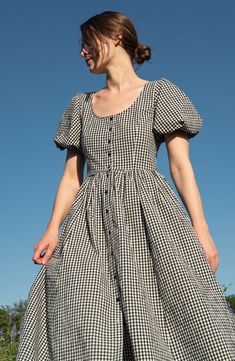 Maeve Dress in Organic Black Gingham – Of Her Own Kind Magnolia Pearl, Gingham Dress, 가을 패션, Yohji Yamamoto, Looks Style, Mode Inspiration