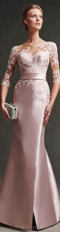 Rose Colored Dress, Spanish Dress, Evening Gowns With Sleeves, Evening Dresses With Sleeves, Mothers Dresses, Groom Dress, Gorgeous Gowns