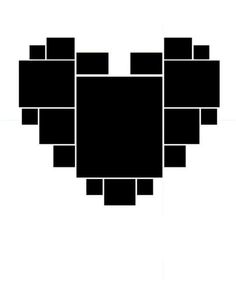 a black and white heart shape with squares in the middle, on a white background