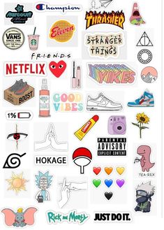 many different stickers are shown together on a white background with the words netflix and other things