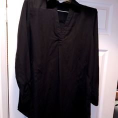 Zanzea Black Sheer Oversized Shirt/Shirt Dress Never Worn, Only Tried On Black Casual Tunic For Spring, Casual Black Tunic For Spring, Black Long Sleeve Shirt For The Beach, Casual Black Tunic Top, Oversized Black Casual Tunic, Black Collared Beach Blouse, Black Collared Blouse For Beach, Black Long Sleeve Blouse For Daywear, Spring Daywear Black Shirt