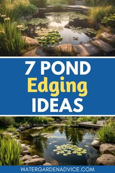 stones around the edge of a garden pond Pond Makeover Ideas, Landscape Pond Ideas, Cottage Garden Pond Ideas, Pond Surround Ideas, Pond Border Ideas, Patio Fish Pond Ideas, Preformed Ponds Ideas, Pond Edge Ideas