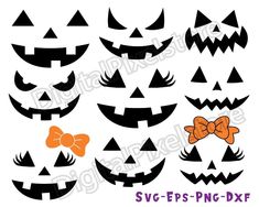 halloween pumpkins and bows svg files for use in crafts, cards or scrapbooking